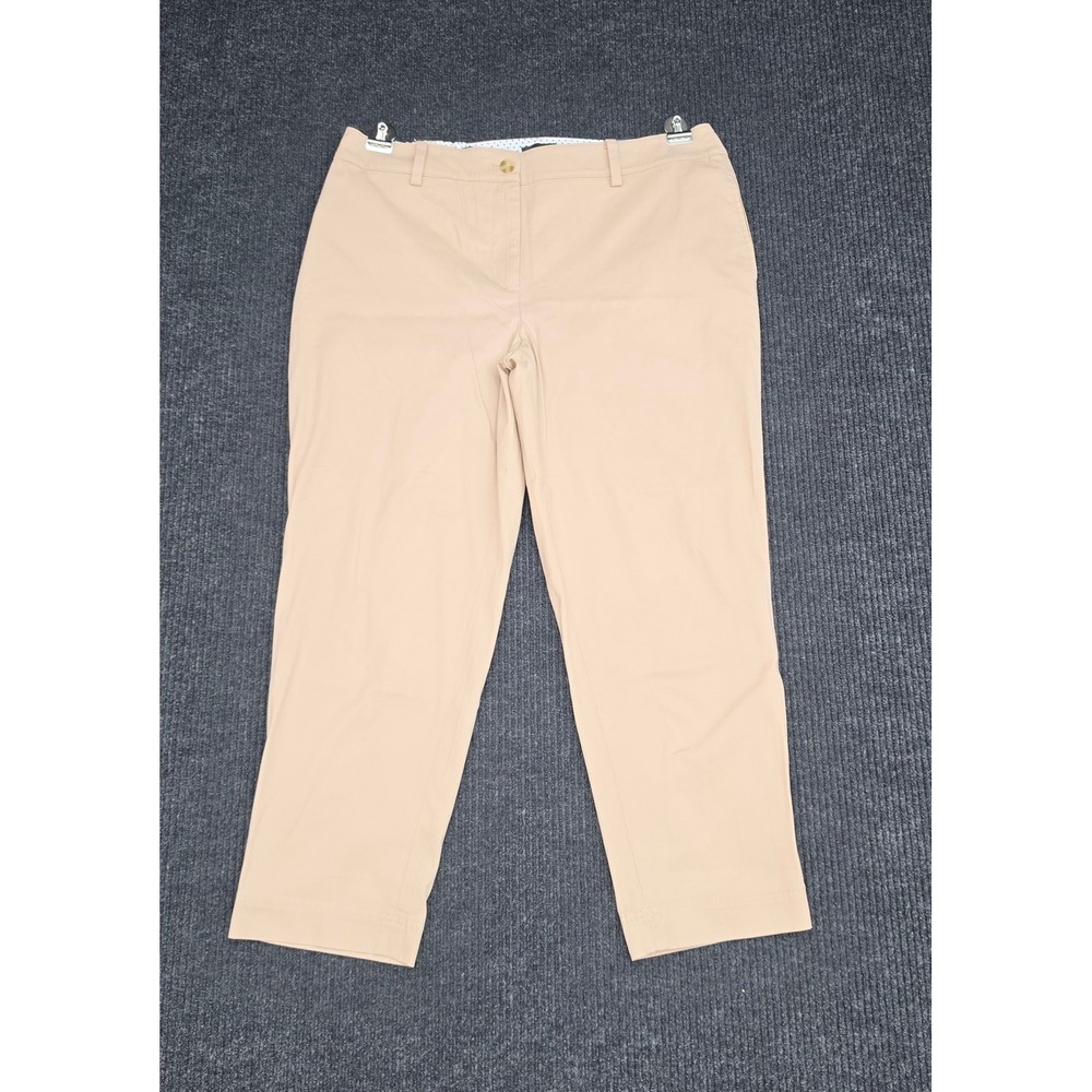 Talbots Perfect Crop Pant 14W Tan Khaki Slim Leg Plus Size New With Tags